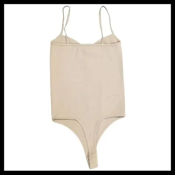 NWT, BEBE Nude V-Neck Bodysuit w/Spaghetti Straps - Small - Picture 2 of 4